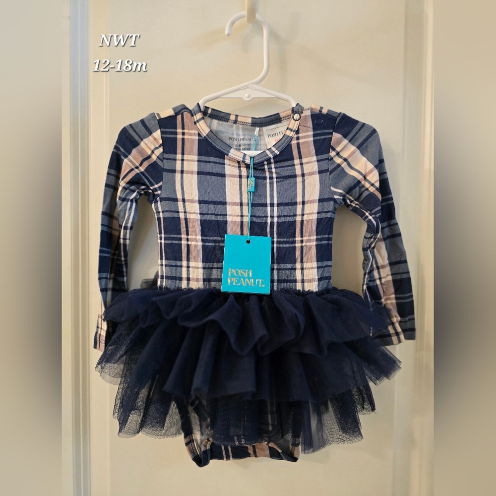 Posh Peanut Plaid Long Sleeve Tutu Dress